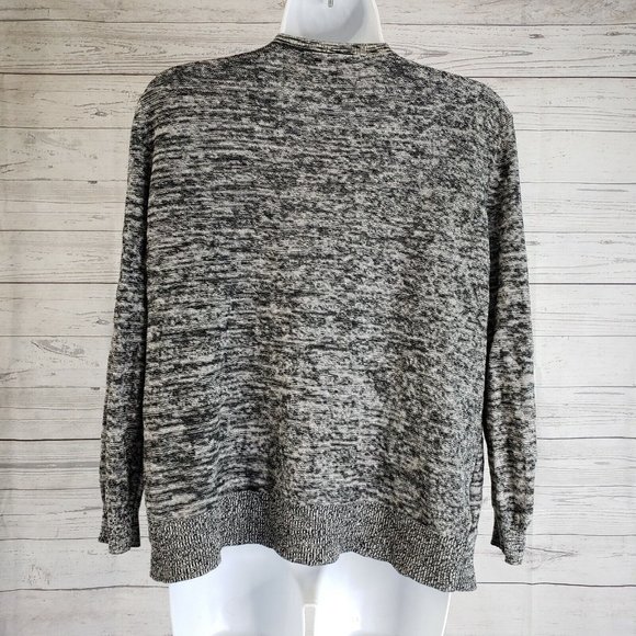 Ann Taylor LOFT Womens Cardigan Sz Medium Black Gray Heathered Linen Blend - Picture 3 of 4